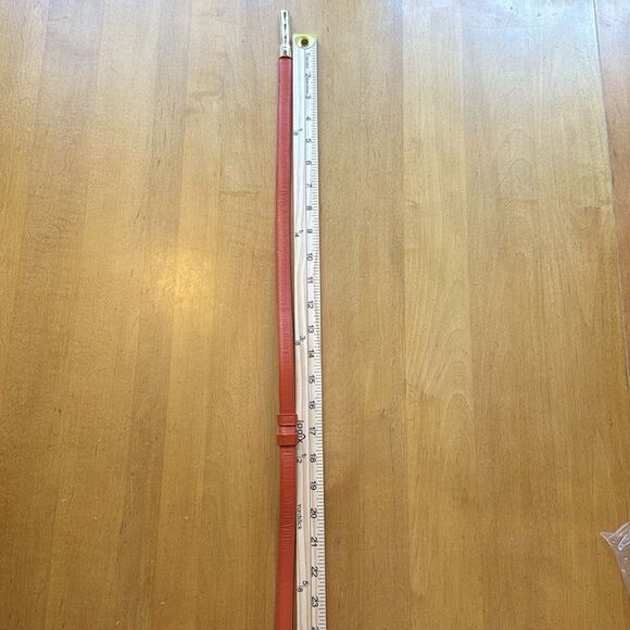 J. MCLAUGHLIN ORANGE LEATHER BELT LARGE EXTRA L / XL ADJUSTABLE Gold Accents - Picture 5 of 7